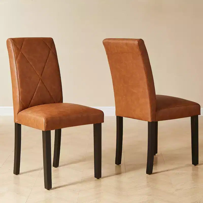 Upholstered High Back Parsons Dining Chairs, Set of 2/4/6, Brown/Beige/Green