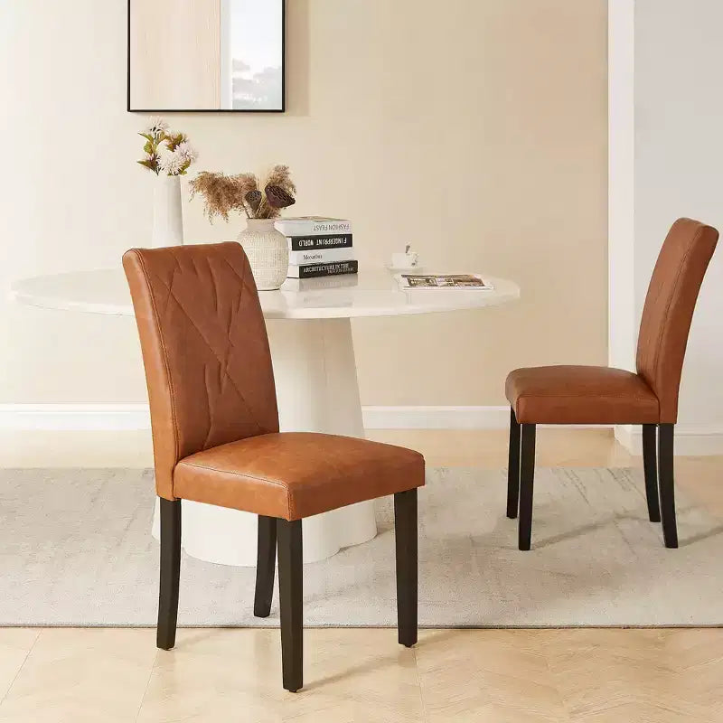 Upholstered High Back Parsons Dining Chairs, Set of 2/4/6, Brown/Beige/Green