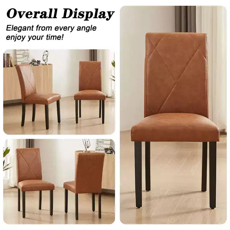 Upholstered High Back Parsons Dining Chairs, Set of 2/4/6, Brown/Beige/Green