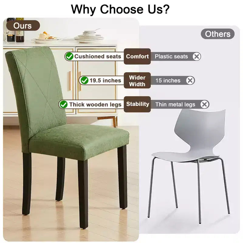 Upholstered High Back Parsons Dining Chairs, Set of 2/4/6, Brown/Beige/Green