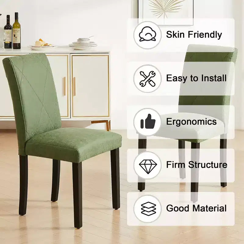 Upholstered High Back Parsons Dining Chairs, Set of 2/4/6, Brown/Beige/Green