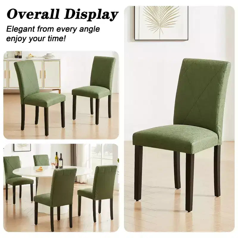 Upholstered High Back Parsons Dining Chairs, Set of 2/4/6, Brown/Beige/Green