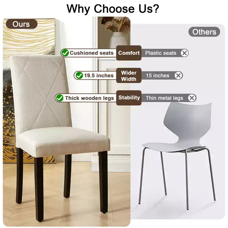 Upholstered High Back Parsons Dining Chairs, Set of 2/4/6, Brown/Beige/Green