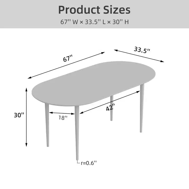 Oval Wood Dining Table with Metal Legs