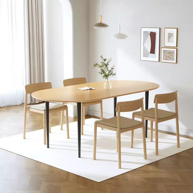 Oval Wood Dining Table with Metal Legs