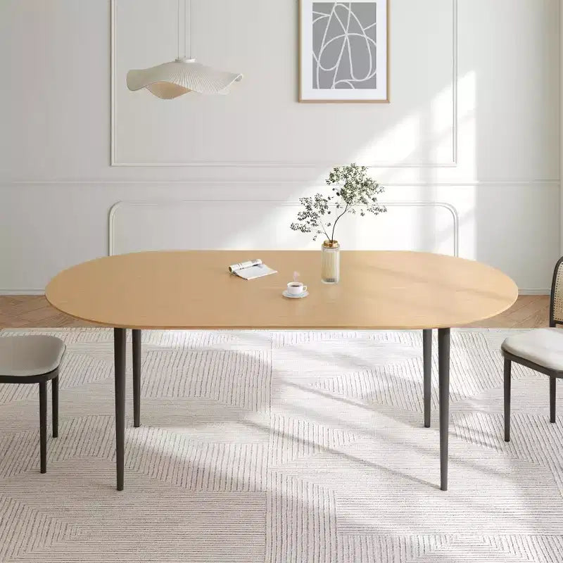 Oval Wood Dining Table with Metal Legs