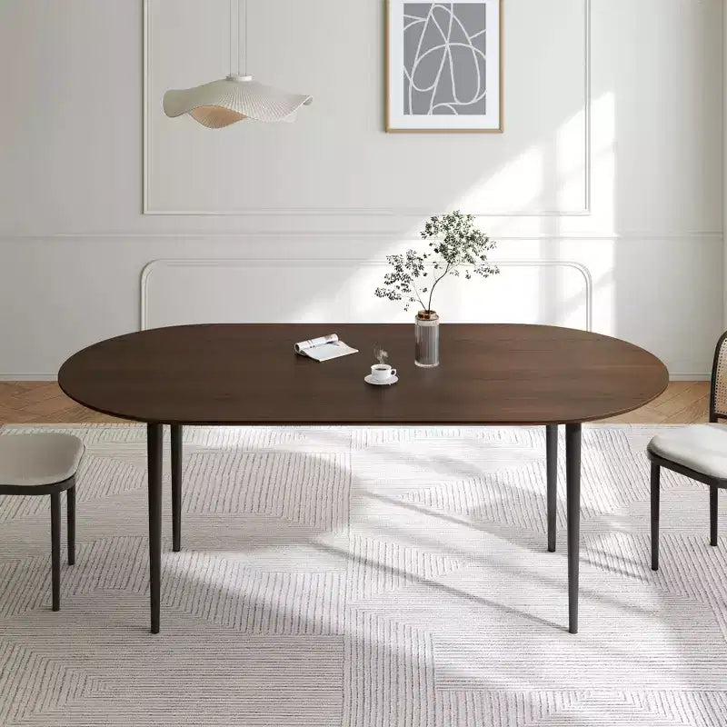 Oval Wood Dining Table with Metal Legs