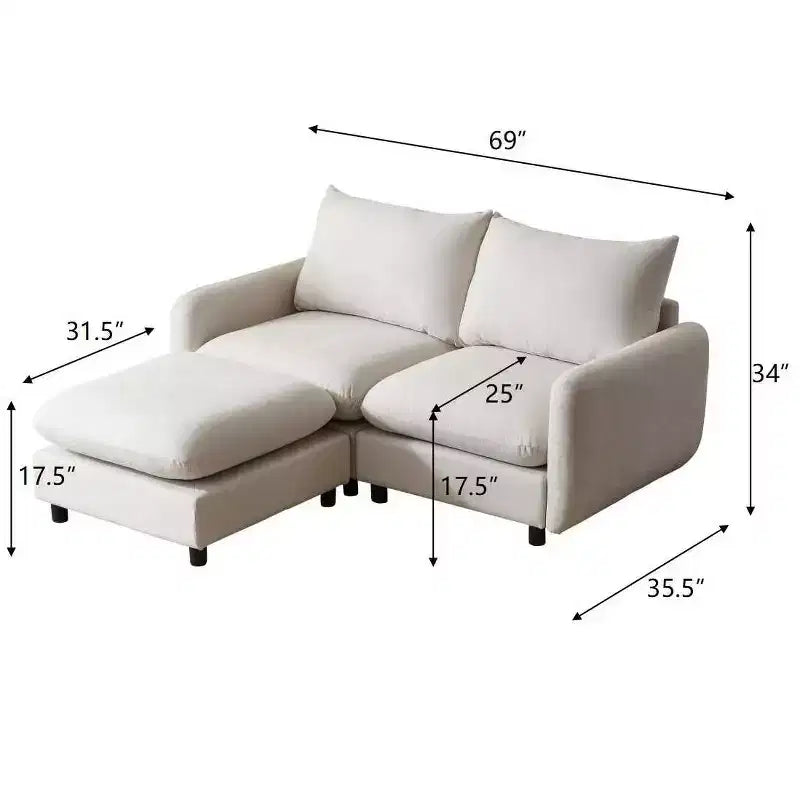 Christopher Knight Home Acker 3 Pieces Modern Upholstered Sectional Sofa Set, White