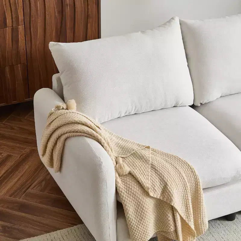 Christopher Knight Home Acker 3 Pieces Modern Upholstered Sectional Sofa Set, White