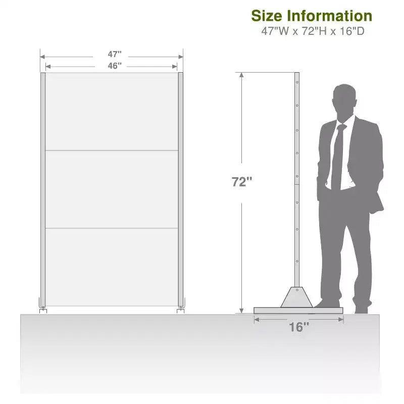 Four-Fold Louvered Galvanized Steel Screen 183x120x40cm