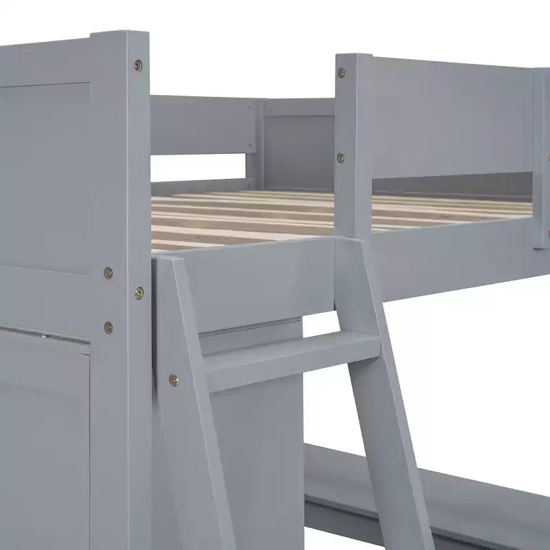 Full Size Loft Bed with Desk and Shelf, Solid Pine Wood, 78"L x 57.6"W