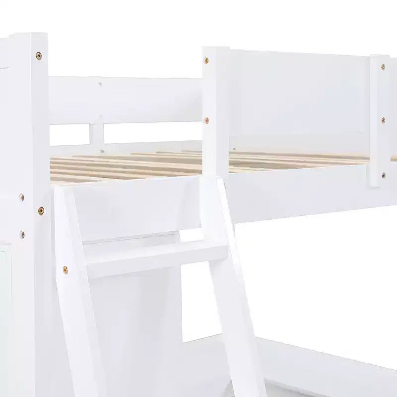 Full Size Loft Bed with Desk and Shelf, Solid Pine Wood, 78"L x 57.6"W