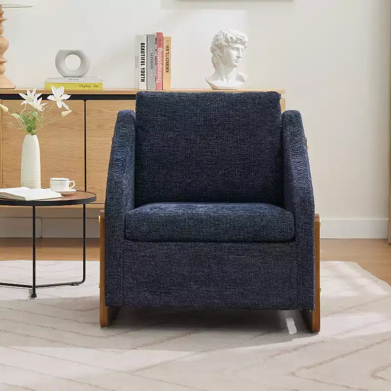 Upholstered Accent Chair with Wooden Side Frame and Nailhead Trim