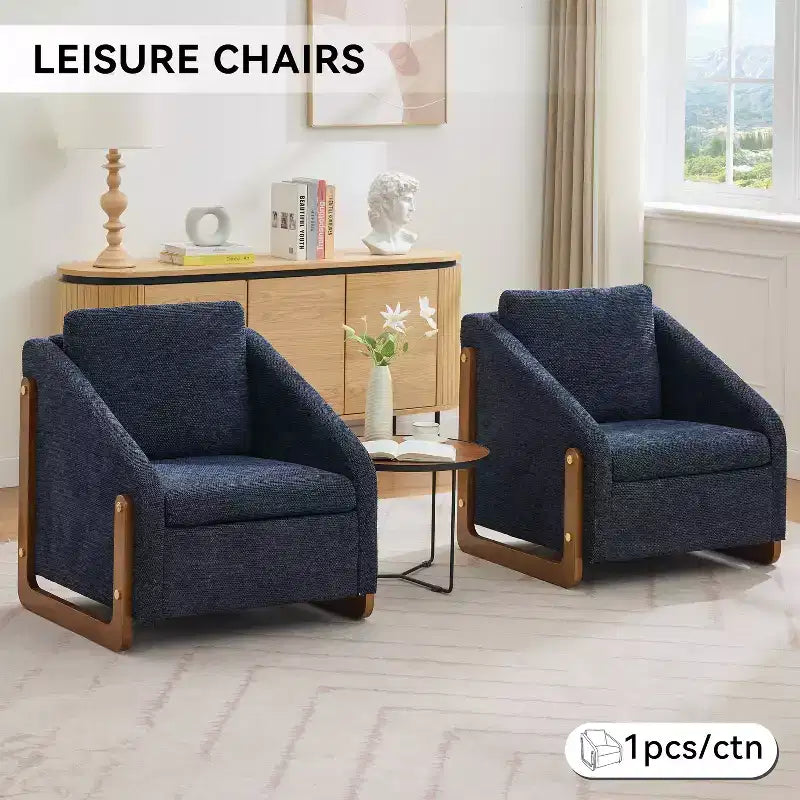 Upholstered Accent Chair with Wooden Side Frame and Nailhead Trim