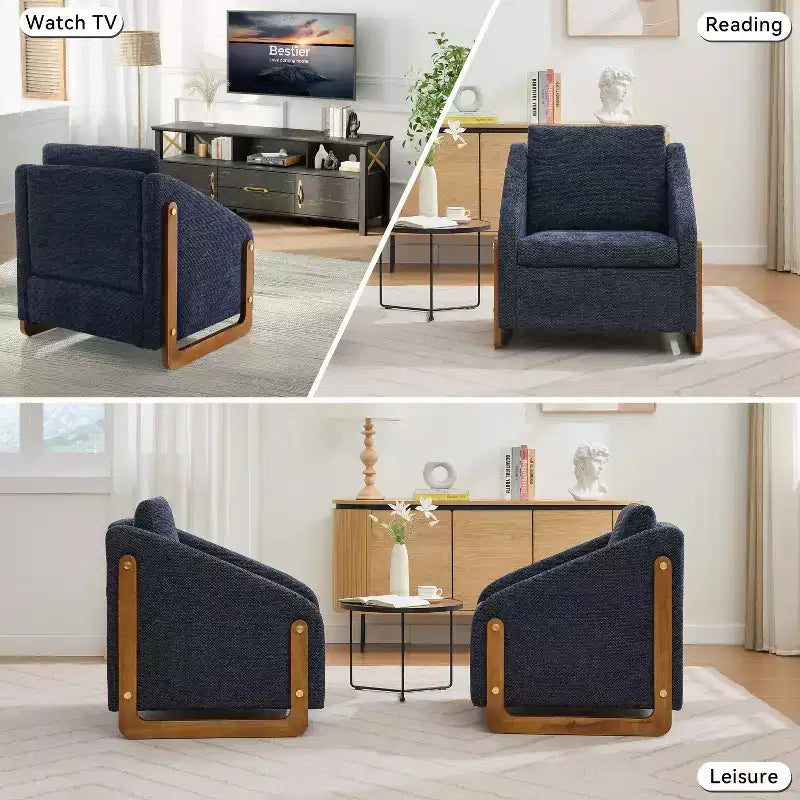 Upholstered Accent Chair with Wooden Side Frame and Nailhead Trim