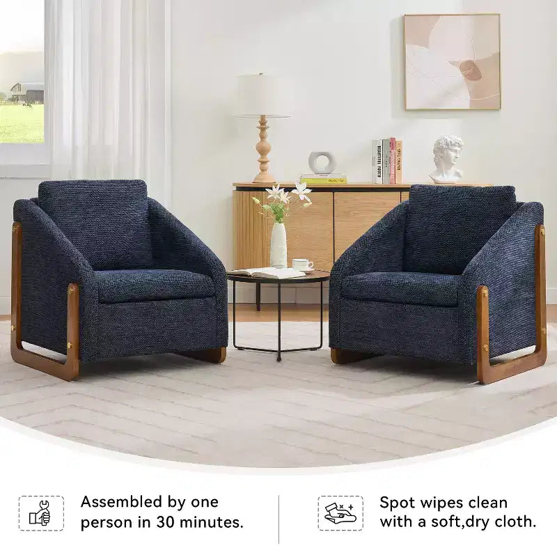 Upholstered Accent Chair with Wooden Side Frame and Nailhead Trim