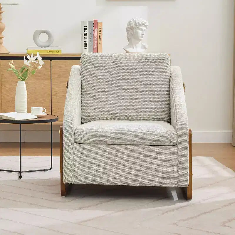 Upholstered Accent Chair with Wooden Side Frame and Nailhead Trim