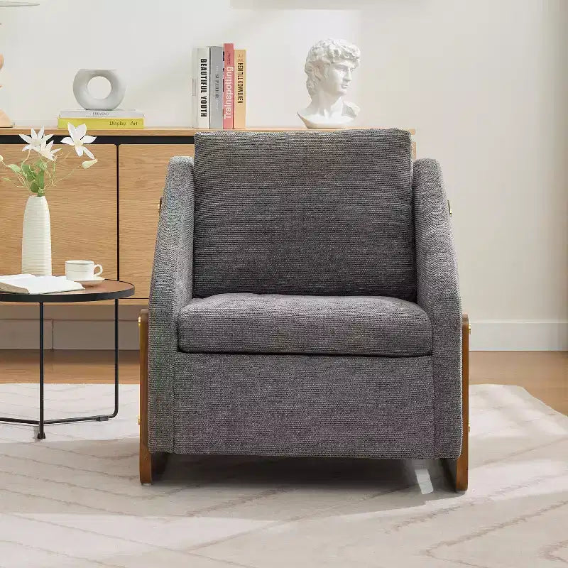 Upholstered Accent Chair with Wooden Side Frame and Nailhead Trim