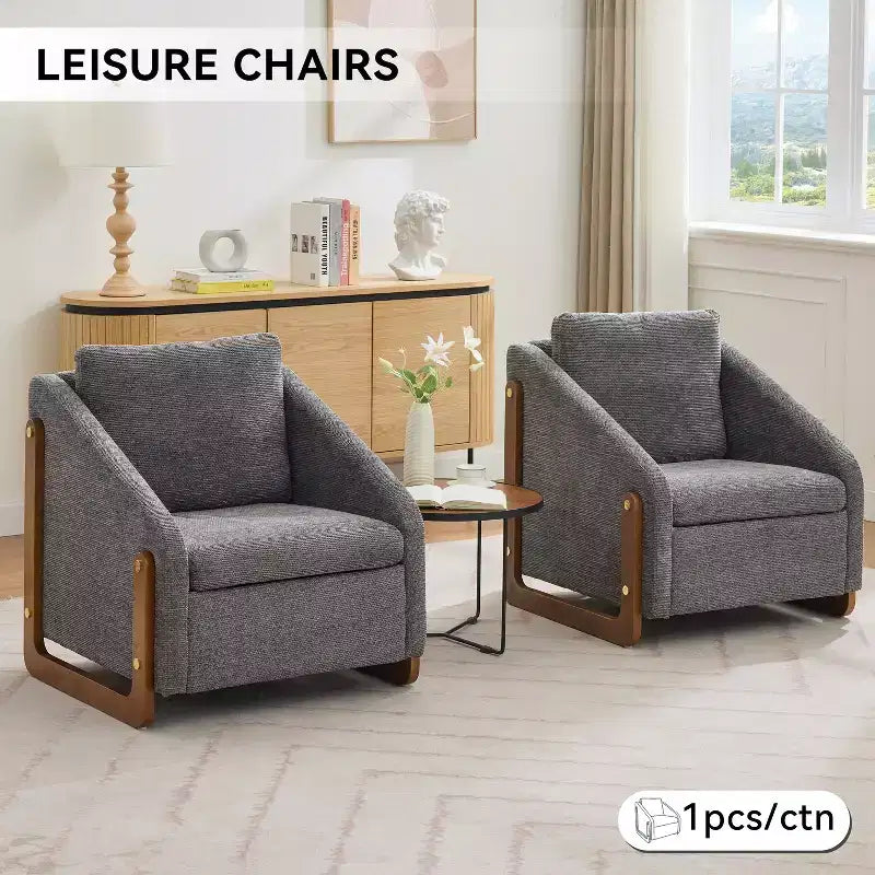 Upholstered Accent Chair with Wooden Side Frame and Nailhead Trim