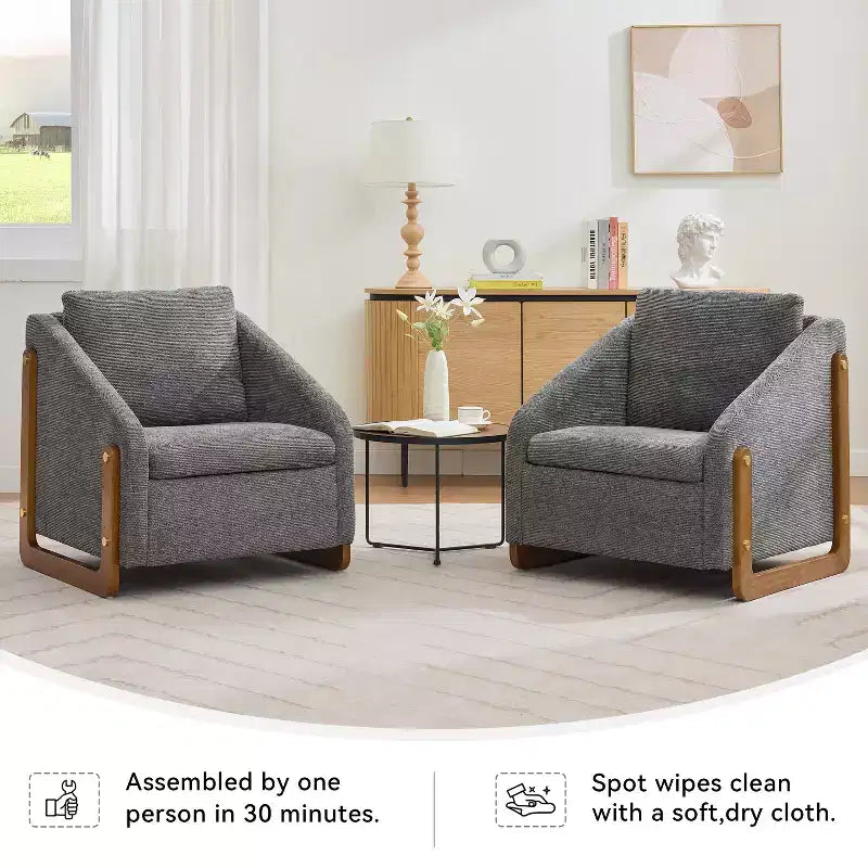 Upholstered Accent Chair with Wooden Side Frame and Nailhead Trim
