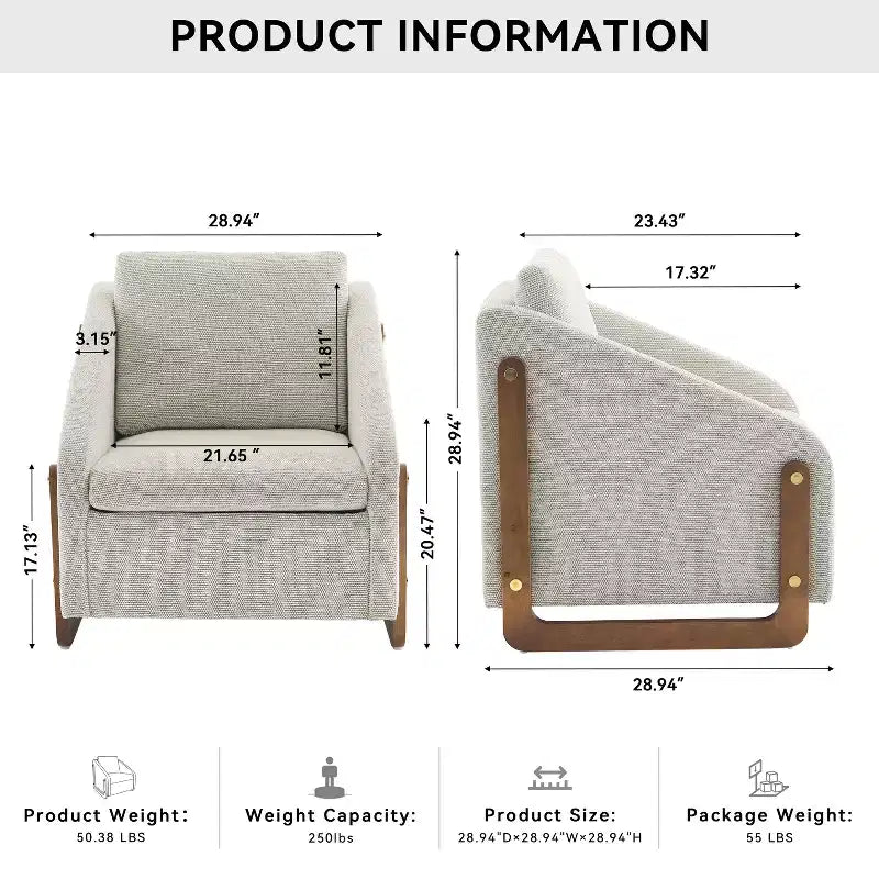 Upholstered Accent Chair with Wooden Side Frame and Nailhead Trim