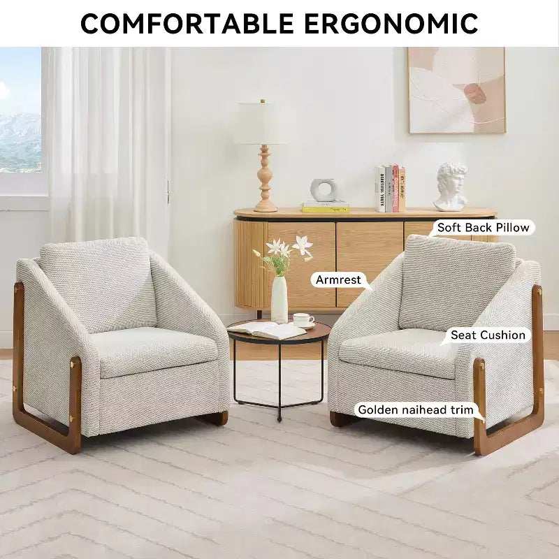 Upholstered Accent Chair with Wooden Side Frame and Nailhead Trim