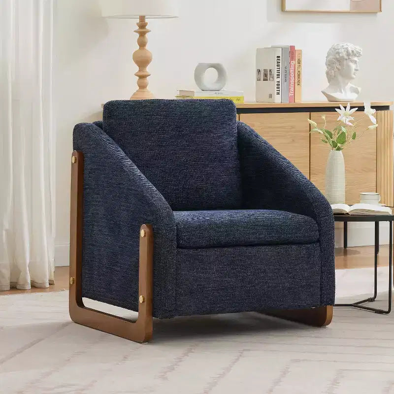 Upholstered Accent Chair with Wooden Side Frame and Nailhead Trim