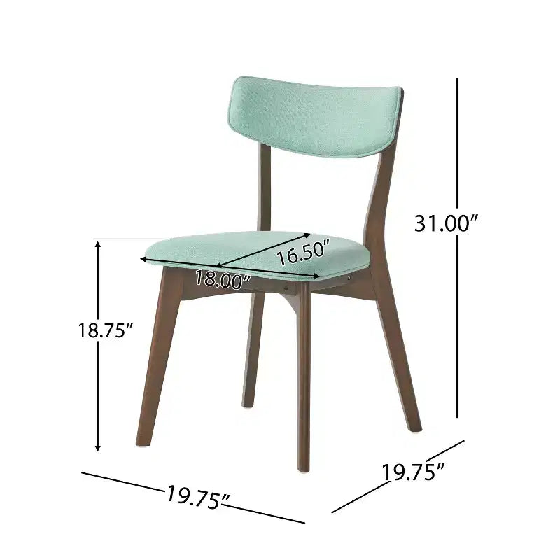Mid-Century Modern Wood and Fabric 7-Piece Dining Set