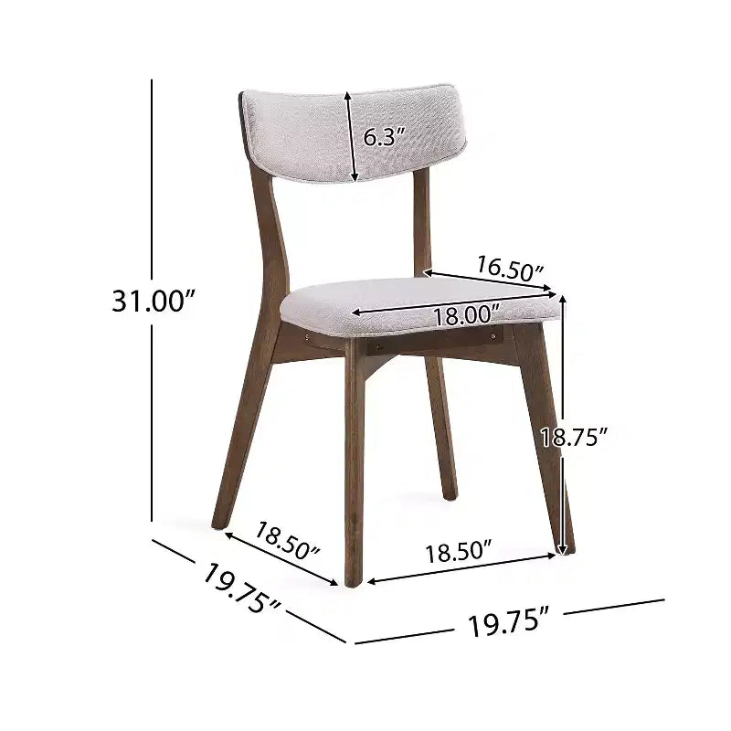 Mid-Century Modern Wood and Fabric 7-Piece Dining Set