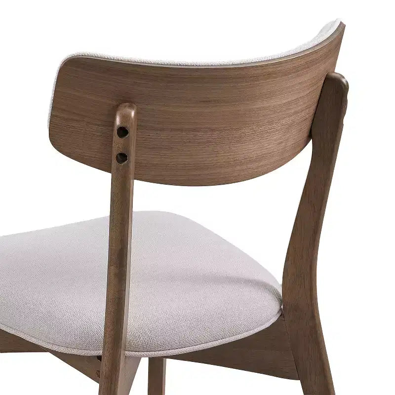 Mid-Century Modern Wood and Fabric 7-Piece Dining Set