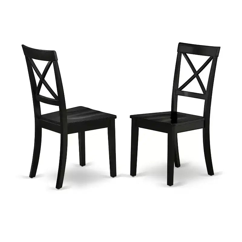 Round Drop Leaf Dining Table Set with 2 Wooden Chairs, Black
