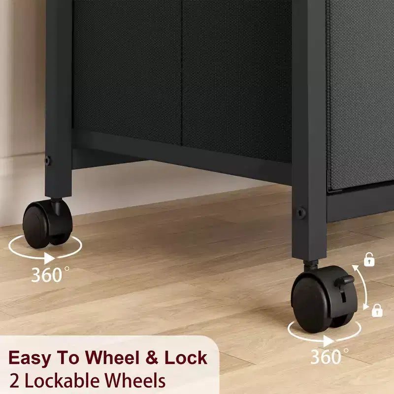 File Cabinet, Mobile Filing Cabinet Fits Letter Size or A4, Fabric File Cabinet on Wheels, Small Under Desk Storage Cabinet, Black
