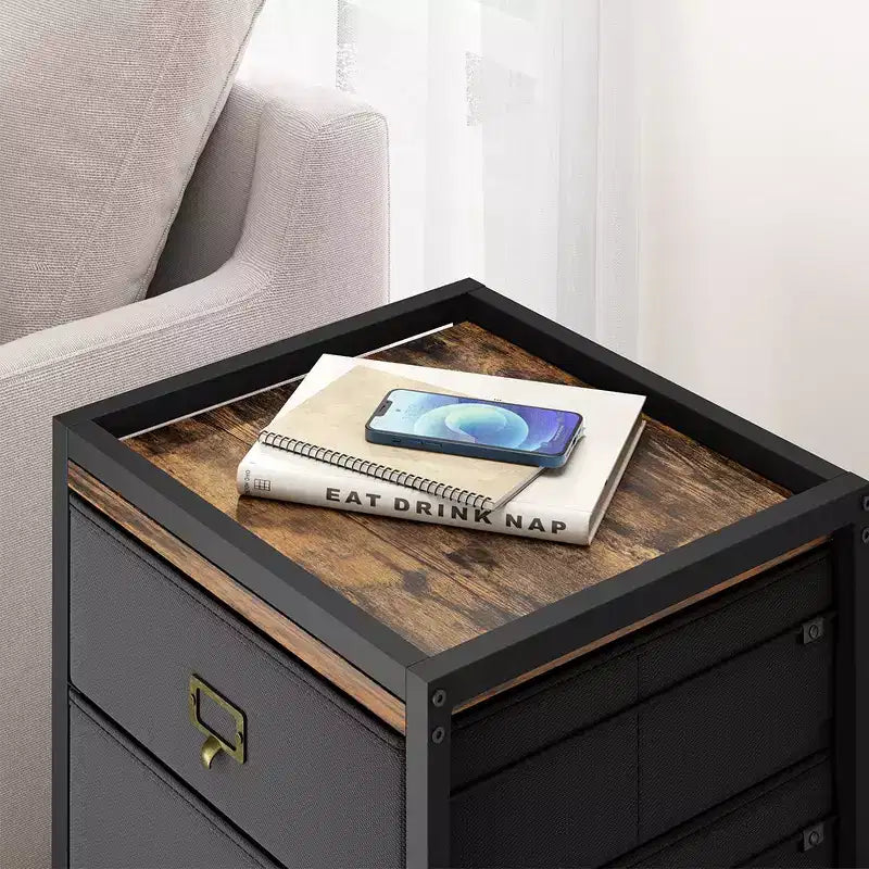 File Cabinet, Mobile Filing Cabinet Fits Letter Size or A4, Fabric File Cabinet on Wheels, Small Under Desk Storage Cabinet, Black