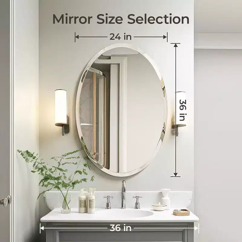 Frameless Oval Wall Mirror for Bathroom/Vanity