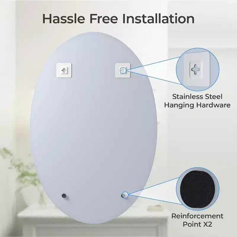 Frameless Oval Wall Mirror for Bathroom/Vanity