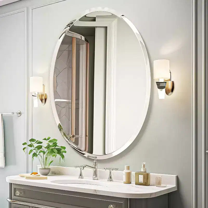 Frameless Oval Wall Mirror for Bathroom/Vanity