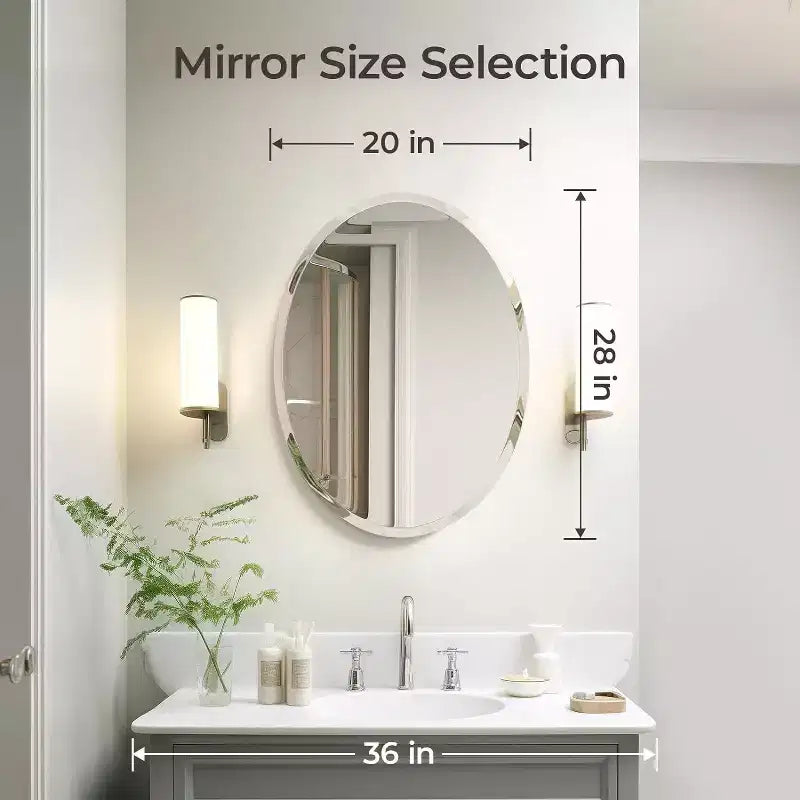 Frameless Oval Wall Mirror for Bathroom/Vanity