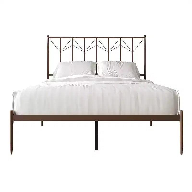 Metal Platform Bed with Decorative Ball Finials, No Box Spring Needed