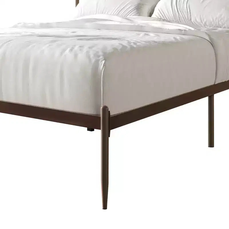 Metal Platform Bed with Decorative Ball Finials, No Box Spring Needed
