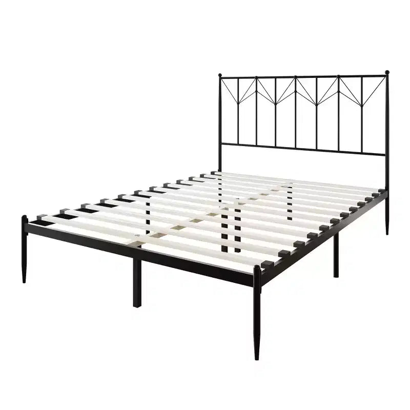 Metal Platform Bed with Decorative Ball Finials, No Box Spring Needed