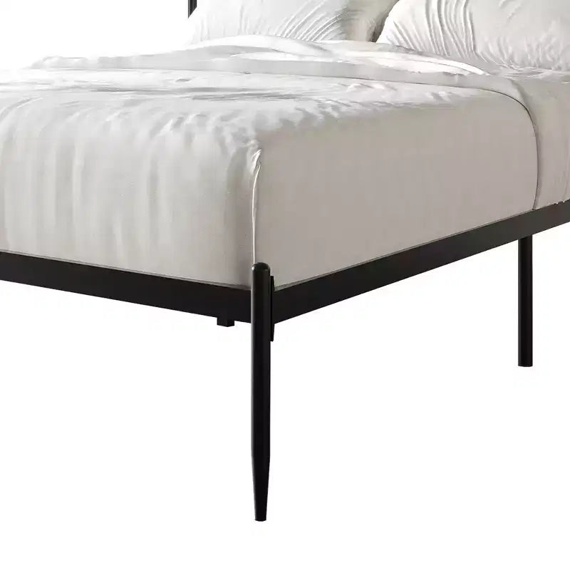 Metal Platform Bed with Decorative Ball Finials, No Box Spring Needed