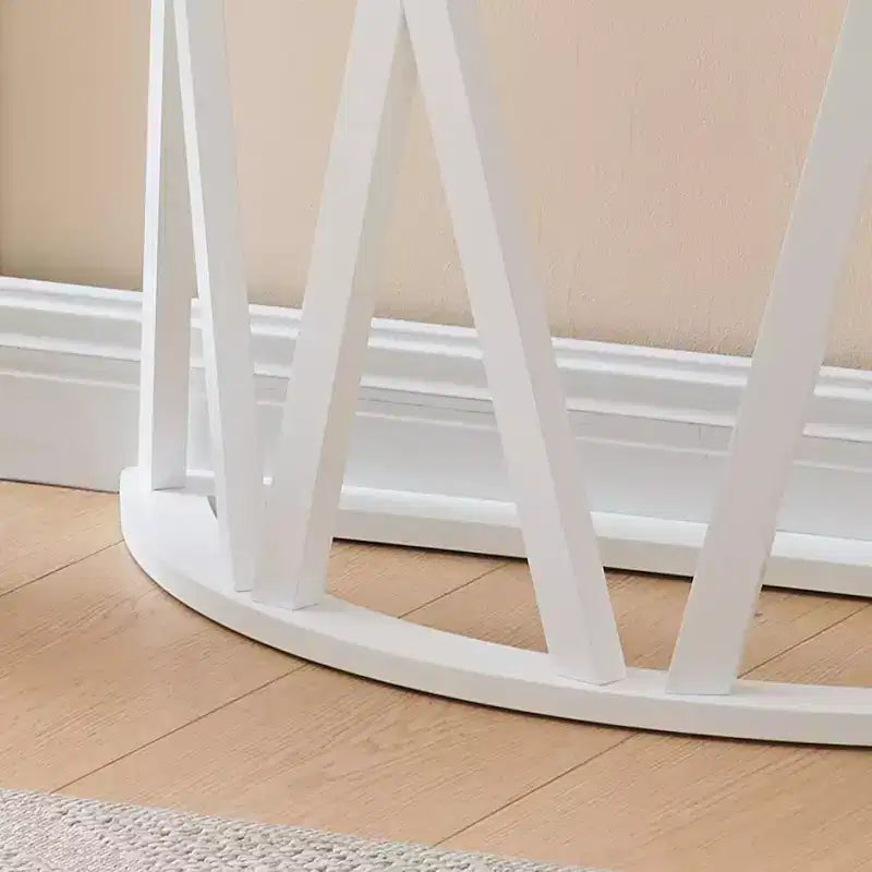 Half Moon Wood Console Table with X-Motif Design for Entryway, Living Room, Hallway