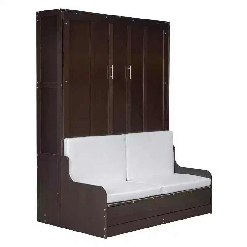 Queen Size Murphy Bed Wall Bed, Folds into Cabinet with Cushion, Easy-to-Use