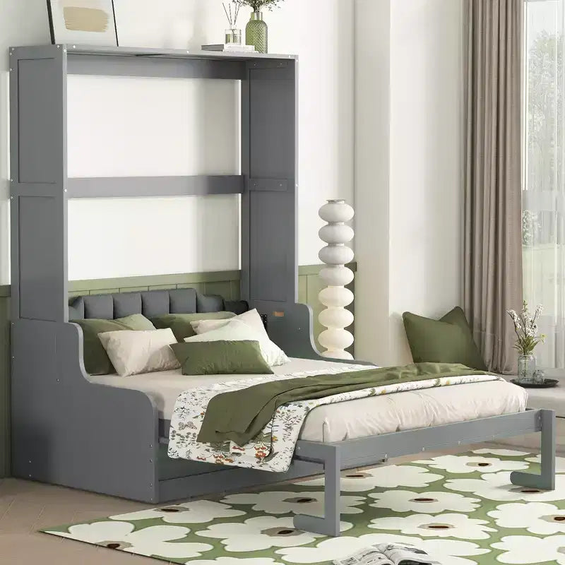 Queen Size Murphy Bed Wall Bed, Folds into Cabinet with Cushion, Easy-to-Use