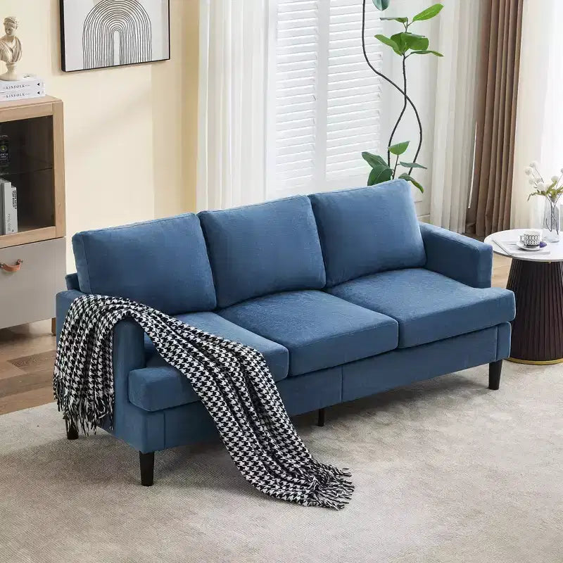 3-Seater Modern Fabric Sofa with Wooden Frame and Comfortable Cushions