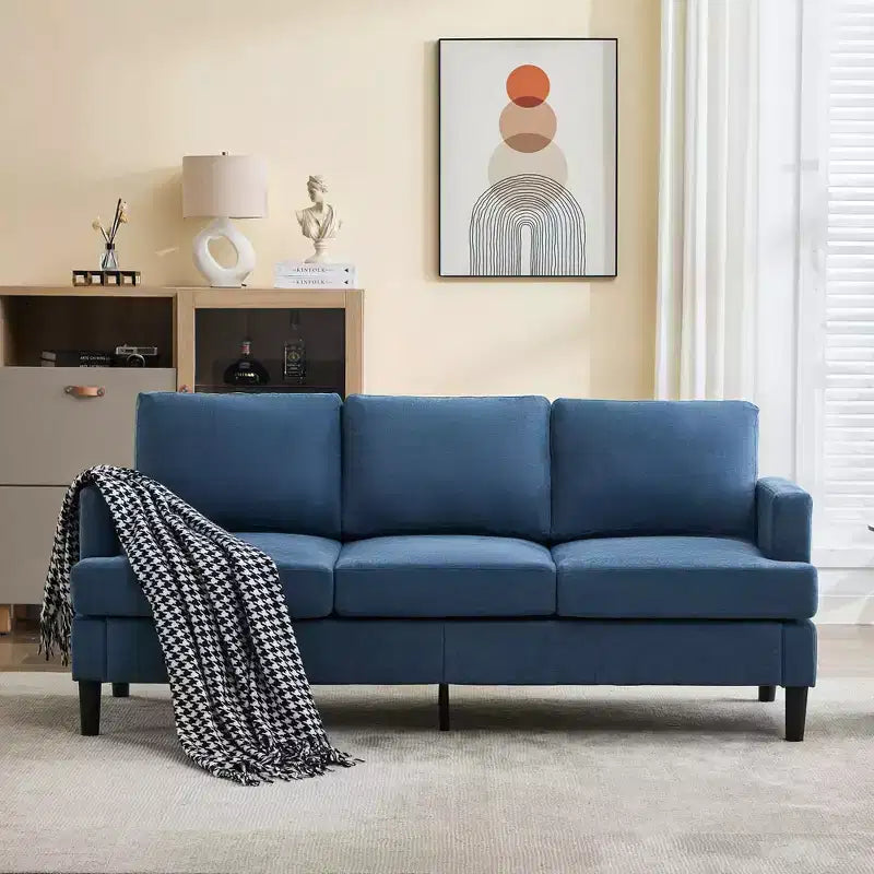 3-Seater Modern Fabric Sofa with Wooden Frame and Comfortable Cushions