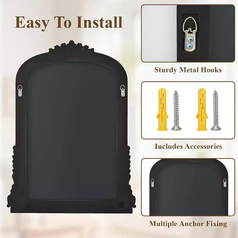 40x28 Arched Beaded Wall Mirror with Metal Frame