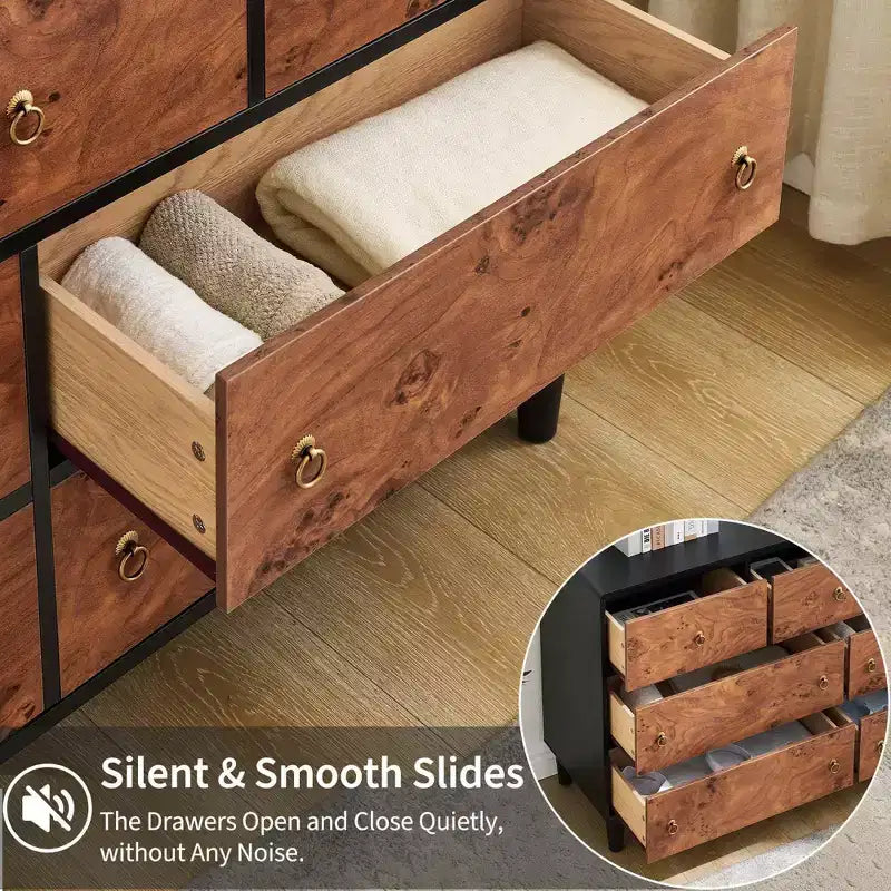 6 Drawers Dresser for Bedroom, 47" Wide Modern Chest of Drawers, Natural Oak