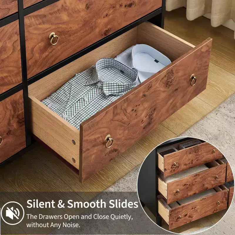 6 Drawers Dresser for Bedroom, 47" Wide Modern Chest of Drawers, Natural Oak
