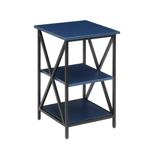 HomeStock Belmont Three Tier End Table with Sleek Metal Frame, Open Shelves and Ample Storage for Display or Everyday Essentials